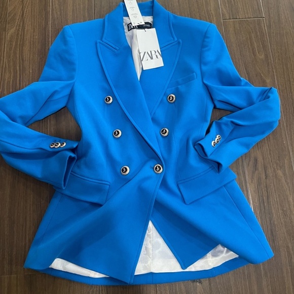 ZARA TAILORED DOUBLE BREASTED BLAZER BLUISH Bloggers favorite - Picture 16 of 16